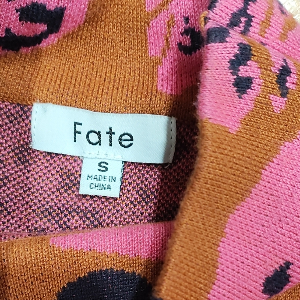 Fate Pink Leaf Print Sweater - Brown & Pink - Picture 3 of 7